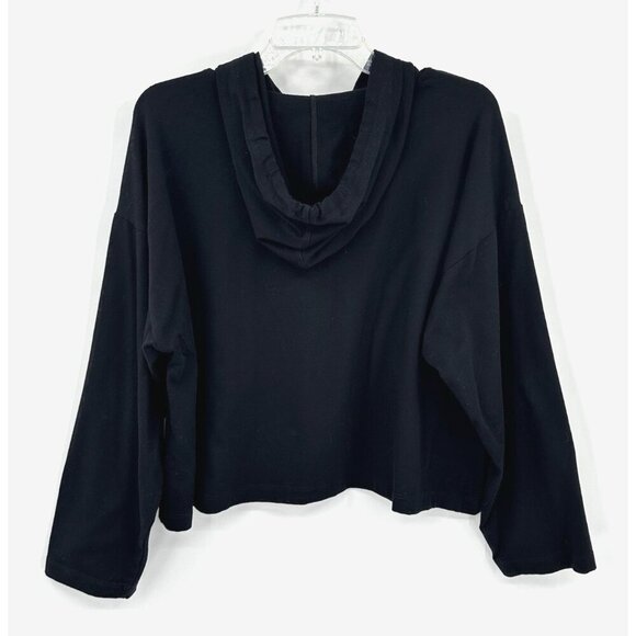 hoodie sweatshirt cropped long sleeve casual lightweight black L - Picture 6 of 7